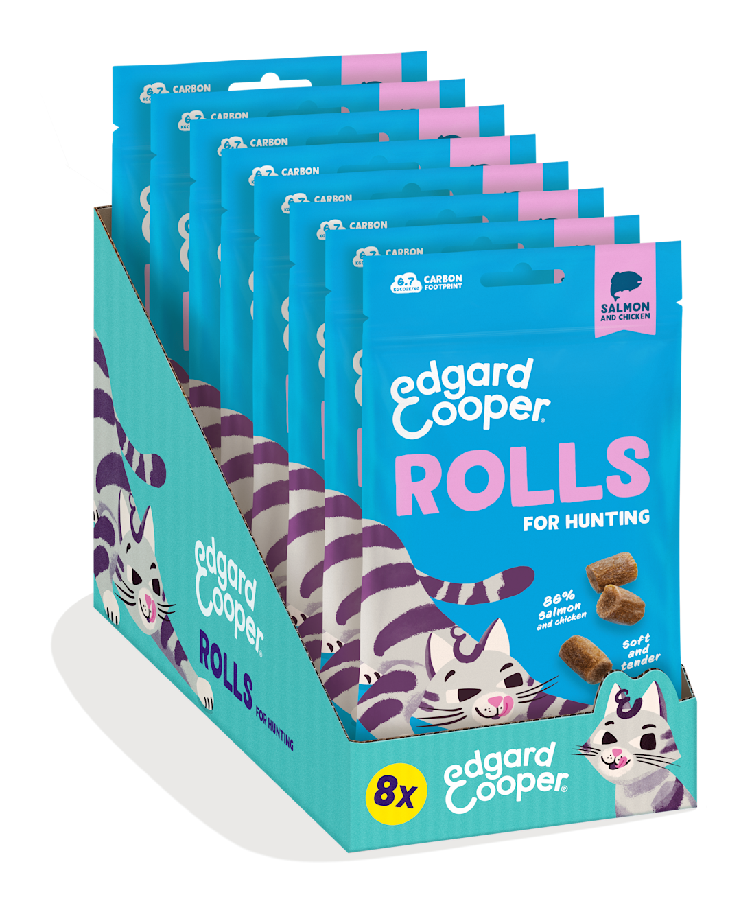 Rolls met zalm en kip | Natuurlijke snacks voor katten | Edgard
