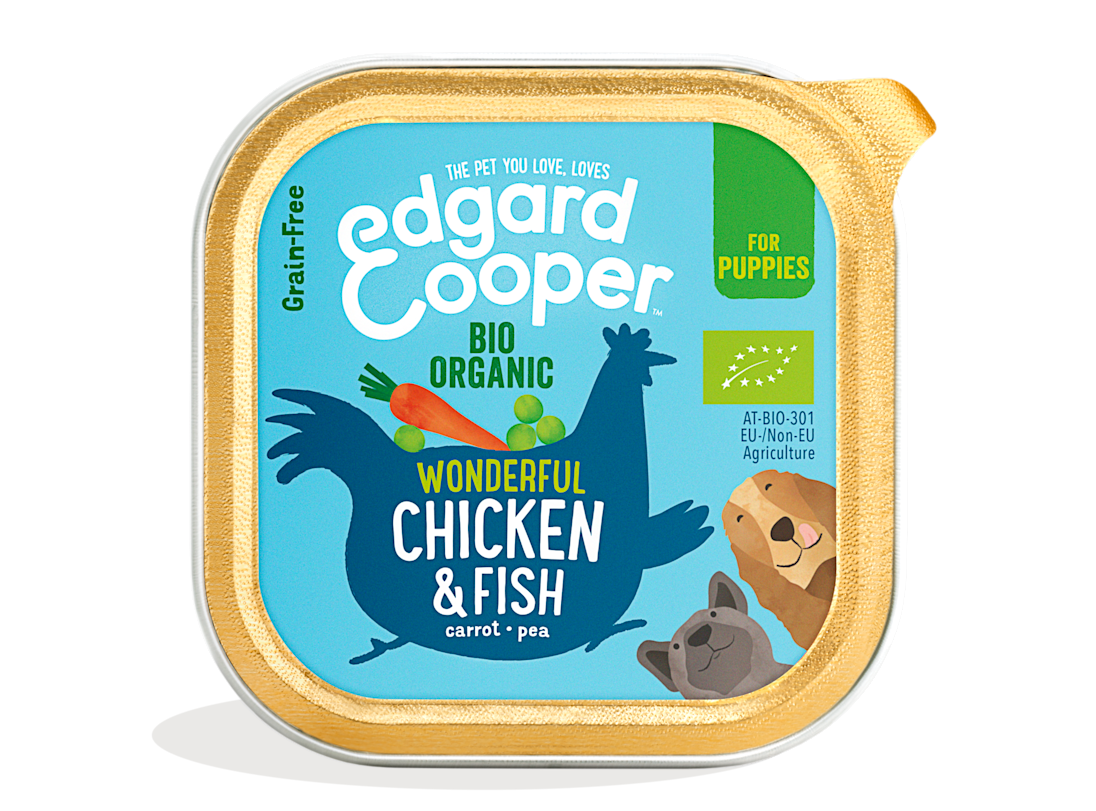 Pack - Dog Junior Paté Cup Organic Chicken Fish EN